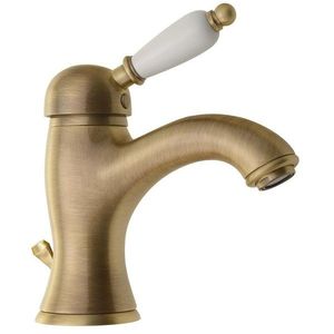 SAPHO - KIRKÉ WHITE stojánkova umývadlová batéria s výpusťou, biela páčka, bronz KI02BB vyobraziť