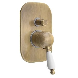 SAPHO - KIRKÉ WHITE podomietková sprchová batéria, 2 výstupy, biela páčka, bronz KI42BB vyobraziť