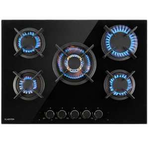 Klarstein Goldflame 5, plynová varná doska, 5 mosadzné horáky, sklokeramika vyobraziť