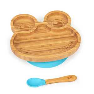 Klarstein Detská jedálenská súprava, bambusový tanier a lyžička, 250 ml, vrátane prísavky, 18 × 18 cm vyobraziť