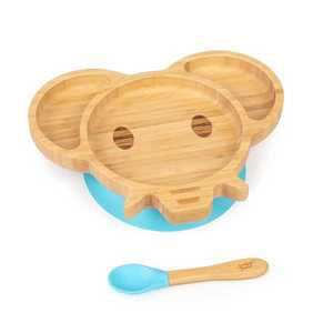 Klarstein Detská jedálenská súprava, bambusový tanier a lyžička, 250 ml, vrátane prísavky, 18 × 18 cm vyobraziť