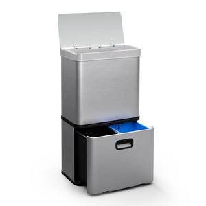 Klarstein Touchless, senzorový odpadkový kôš, 56 l, z nehrdzavejúcej ocele, 3 koše, Soft-Close zatváranie, napájaný batériou, LED displej, časovač vyobraziť
