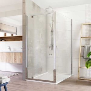 Mereo Sprchovací kút, Lima, obdĺžnik, pivotový, 80x90 cm, chróm ALU, sklo Číre CK87993K vyobraziť