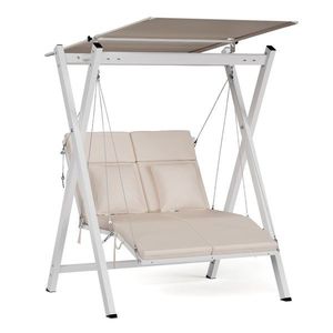 Blumfeldt FlexiSwing hollywoodska hojdačka 2-miestna Nastaviteľné operadlo + slnečná strieška, odolná voči poveternostným vplyvom vyobraziť