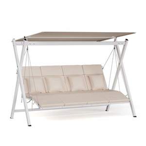 Blumfeldt FlexiSwing hollywoodska hojdačka 4-miestna Nastaviteľné operadlo + slnečná strieška, odolná voči poveternostným vplyvom vyobraziť