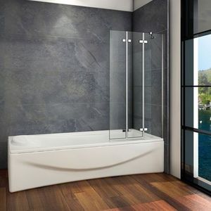 H K - Vaňová zástena S3 CLEAR 100x140cm - trojdielna sklopná, číre sklo SE-S3CLEAR100 vyobraziť