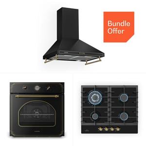 Klarstein Victoria 60 Triple Set plyn, Plynné varné dosky, Rúra, Digestor vyobraziť