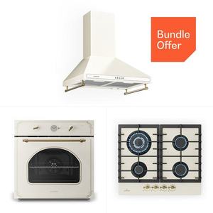 Klarstein Victoria 60 Triple Set plyn, Plynové varné dosky, Rúra, Digestor vyobraziť