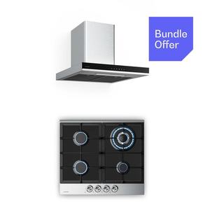 Klarstein Verosteel plynová varná doska + Verosteel komínový digestor | nehrdzavejúca oceľ | 60 cm vyobraziť