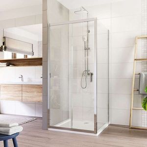 Mereo Sprchovací kút, Lima, štvorec, zasúvací, 100x100 cm, chróm ALU, sklo Číre CK86433K vyobraziť
