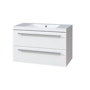 Mereo Bino, kúpeľňová skrinka s umývadlom z liateho mramoru 101 cm, biela CN662M vyobraziť