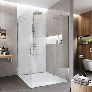 Mereo Sprchovací kút, Novea, štvorec, pántový, 80x80 cm, chróm ALU, sklo Číre, dvere pravé a pevný diel CK10114ZP vyobraziť