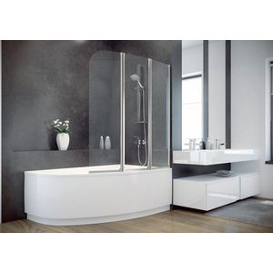 BESCO - Vaňová zástena AMBITION 3 - Farba rámu zásteny - Hliník chróm, Rozmer A - 123, 5 cm, Smer zatváranie - Univerzálny Ľavé / Pravé, Výplň - Číre bezpečnostné sklo - 4 mm BCAMB3CC vyobraziť