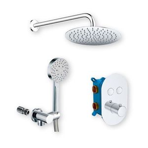 Mereo Sprchová sada s termostatickou podomietkovou tlačidlovou batériou - 2-cestná - oválny kryt CB60106TB3 vyobraziť