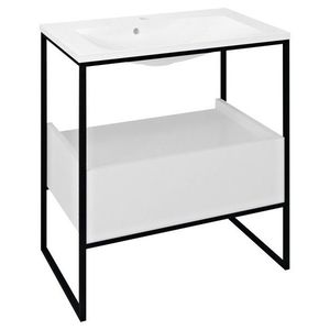 SAPHO - SKA konzola pod umývadlo so zásuvkou 750x850x460, čierna mat/biela lesk SKA602 vyobraziť