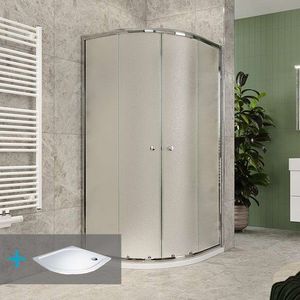 MEREO Mereo Sprchový set z Kory Lite, štvrťkruh, 90 cm, chróm ALU, sklo Grape a vaničky z liateho mramoru CK35131ZM vyobraziť