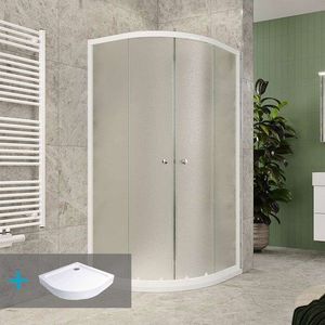 MEREO Mereo Sprchový set z Kory Lite, štvrťkruh, 90 cm, biely ALU, sklo Grape a vysoké SMC vaničky CK35121ZH vyobraziť