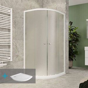 MEREO Mereo Sprchový set z Kory Lite, štvrťkruh, 90 cm, biely ALU, sklo Grape a nízké SMC vaničky CK35121ZN vyobraziť