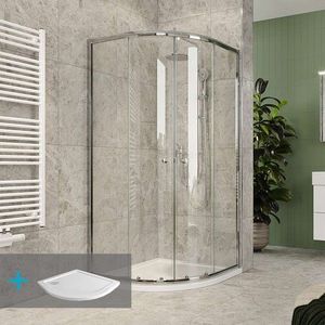 MEREO Mereo Sprchový set z Kory Lite, štvrťkruh, 90 cm, chróm ALU, sklo Číre a nízké SMC vaničky CK35123ZN vyobraziť