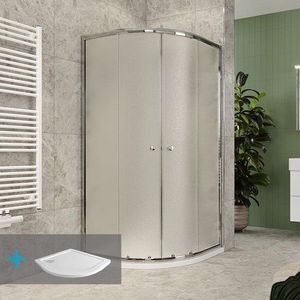 MEREO Mereo Sprchový set z Kory Lite, štvrťkruh, 90 cm, chróm ALU, sklo Grape a nízké SMC vaničky CK35131ZN vyobraziť