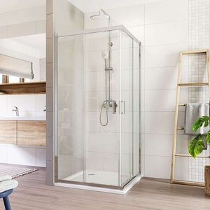 Mereo Sprchovací kút, Lima, štvorec, zasúvací, 110x110 cm, chróm ALU, sklo Číre CK608A53K vyobraziť