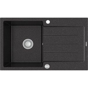 MEXEN MEXEN - Bruno granitový drez 1 s odkvapkávačom 795x495 mm, čierna spotty 6513791010-76 vyobraziť