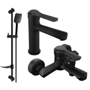 MEXEN/S - Saber DF62 Set umývadlové a vaňové batérie s príslušenstvom, čierna 72103DF62-70 vyobraziť