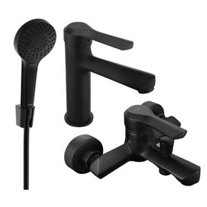 MEXEN/S - Saber R05 Set umývadlové a vaňové batérie s príslušenstvom, čierna 72103R05-70 vyobraziť