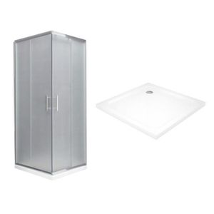MEXEN/S - Rio Sprchovací kút štvorcový 90x90, szron, chróm + vanička so sifónom 860-090-090-01-30-4010 vyobraziť
