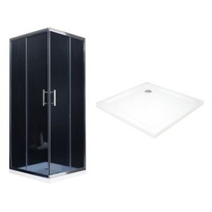 MEXEN/S - Rio Sprchovací kút štvorcový 90x90, grafit, chróm + vanička so sifónom 860-090-090-01-40-4010 vyobraziť
