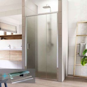 Mereo Sprchové set: LIMA, trojdielne, zasúvacie, 100x190 cm, chróm ALU, sklo Point, žlab k stene vr. roštu CK80632KZ vyobraziť