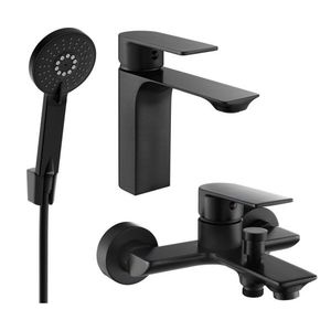 MEXEN/S - Alexa SET umývadlová + vaňová batéria s príslušenstvom R40, čierna 71203R40-70 vyobraziť