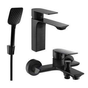 MEXEN/S - Alexa SET umývadlová + vaňová batéria s príslušenstvom R62, čierna 71203R62-70 vyobraziť