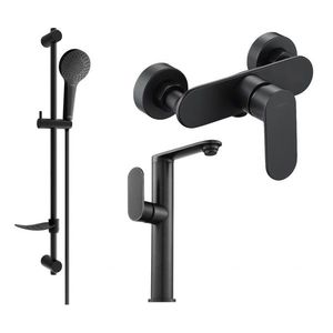 MEXEN/S - Milo DF05 SET umývadlová batéria + sprchová s príslušenstvom, čierna 713154DF05-70 vyobraziť