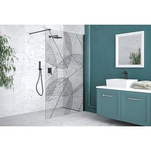 BESCO - Walk-in sprchovací kút LEAFY - FARBA rámu - Čierna, Rozmer A - 100, Rozmer C - 200, Smer zatvárania - Univerzálny Ľavé / Pravé, Výplň - Maľované bezpečnostné sklo - 8 mm BCLEAFY100 vyobraziť