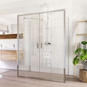 Mereo Sprchovací kút, Lima, obdĺžnik do priestoru U, štvordiel., zasun., 80x140x80 cm, chróm ALU, sklo Číre CK85813K vyobraziť