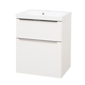 Mereo Mailo, kúpeľňová skrinka s umývadlom z liateho mramoru 61 cm, biela, chróm madlo CN510M vyobraziť