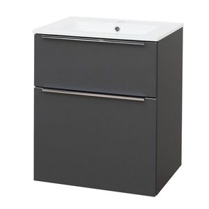 Mereo Mailo, kúpeľňová skrinka s keramickým umývadlom 61 cm, antracit, chróm madlo CN530 vyobraziť