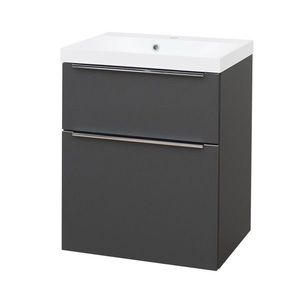 Mereo Mailo, kúpeľňová skrinka s umývadlom z liateho mramoru 61 cm, antracit, chróm madlo CN530M vyobraziť