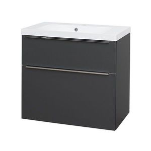 Mereo Mailo, kúpeľňová skrinka s umývadlom z liateho mramoru 81 cm, antracit, chróm madlo CN531M vyobraziť