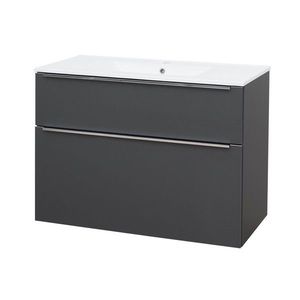 Mereo Mailo, kúpeľňová skrinka s keramickým umývadlom 101 cm, antracit, chróm madlo CN532 vyobraziť
