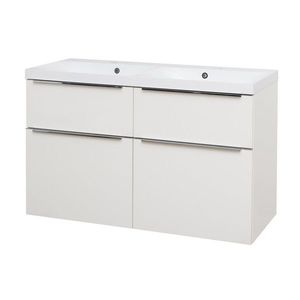 Mereo Mailo, kúpeľňová skrinka s umývadlom z liateho mramoru 121 cm, biela, chróm madlo CN513M vyobraziť