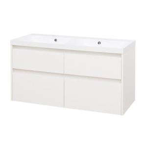 Mereo Opto, kúpeľňová skrinka s umývadlom z liateho mramoru 121 cm, biela CN913M vyobraziť