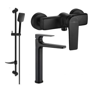 MEXEN/S - Lynx DF62 SET umývadlová batéria + sprchová s príslušenstvom, čierna 745914DF62-70 vyobraziť