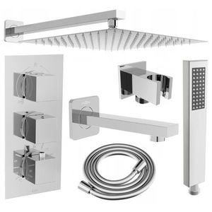 MEXEN/S - Cube DR02 podomietkový vaňový SET s vytokovou hubicou + slim sprcha 30, chróm 77503DR0230-00 vyobraziť