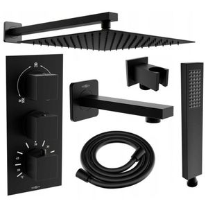 MEXEN/S - Cube DR02 podomietkový vaňový SET s vytokovou hubicou + slim sprcha 30, čierny 77503DR0230-70 vyobraziť