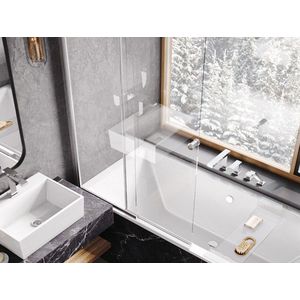 BESCO - Vaňová zástena EASY SLIDE - FARBA rámu - Hliník leštený, Rozmer A - 100 cm, Smer zatvárania - Univerzálne Ľavé / Pravé, Výplň - Číre bezpečnostné sklo - 4 mm BCEASL100CC vyobraziť