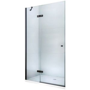 MEXEN - ROMA krídlové dvere 110x190 cm 6mm, čierne, transparent so stenovým profilom 854-110-000-70-00 vyobraziť