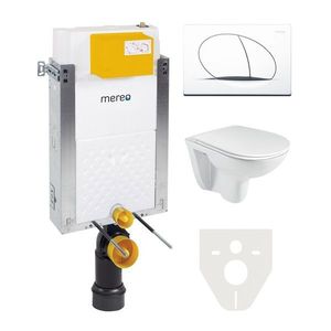 Mereo WC set - Rimless WC, modul na zamurovanie, biele oválne tlačidlo MM01SETR vyobraziť