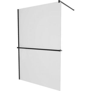 MEXEN/S - KIOTO Sprchová zástena WALK-IN s poličkou a držiakom uterákov 110 x 200, matné sklo 8 mm, čierna 800-110-121-70-30 vyobraziť